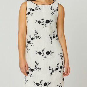 🖤 Jessica Howard Petite Embroidered Linen Dress – Size 12P